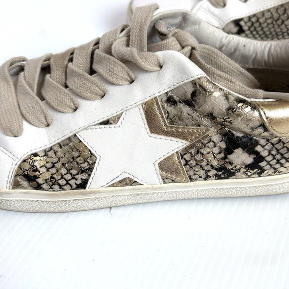 Steve Madden Sienna Metallic Snake Print Star Lace Up Sneakers Size 9 - Picture 6 of 10